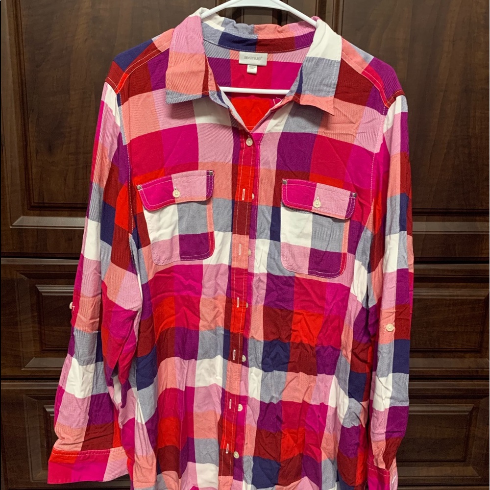 Avenue Plaid Shirt, Size 22/24
